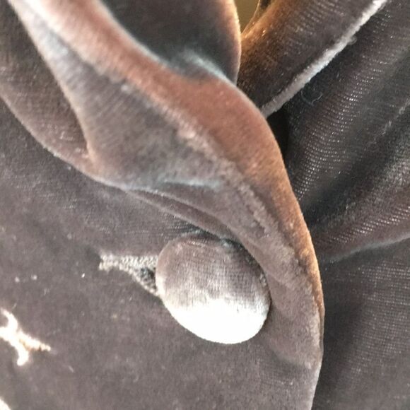 Vintage Karen Kane VELVET Blazer 3/4 sleeve Silk jacket embroidered brown Small - Picture 3 of 8